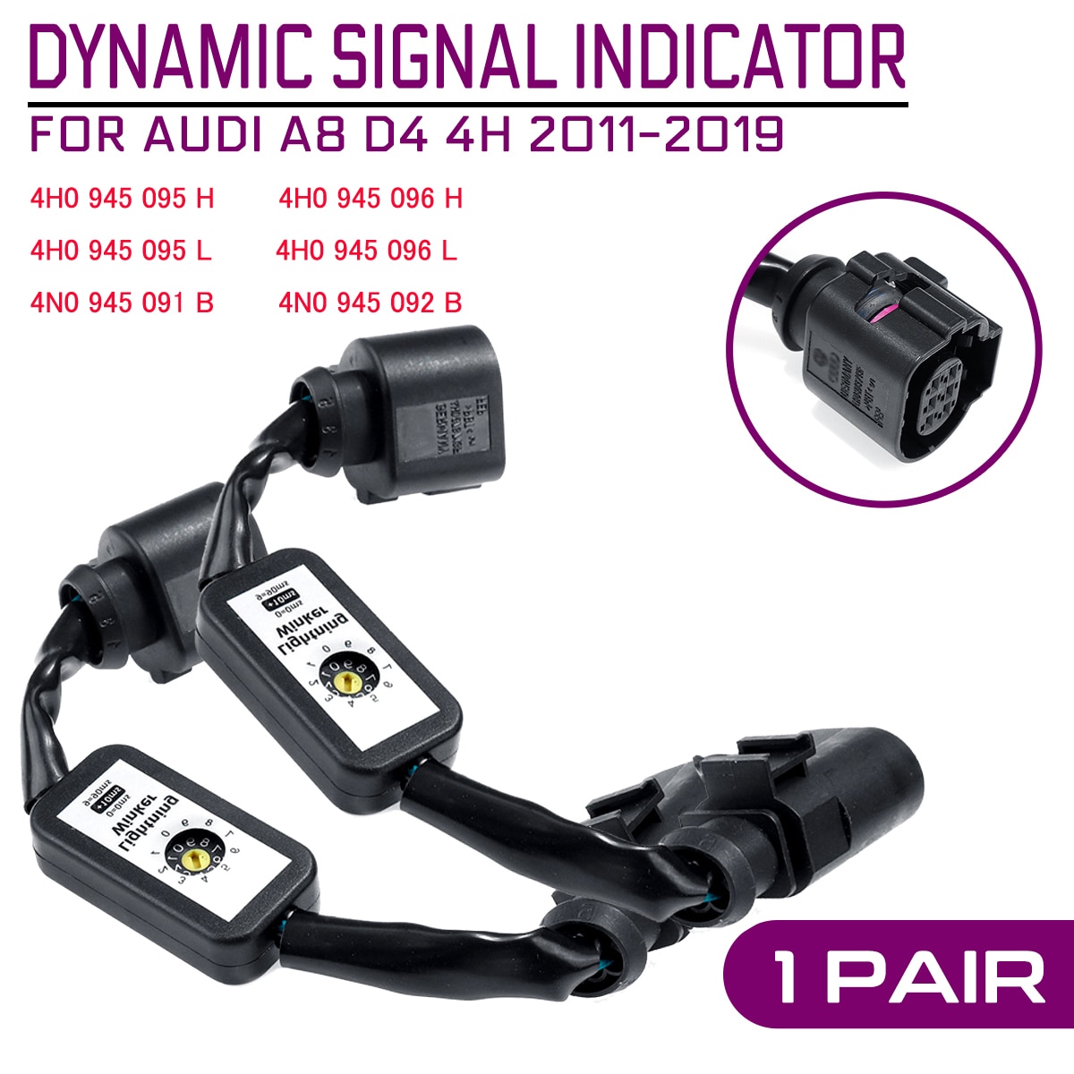 For Audi A8 D4 4H Dynamic Turn Signal LED Taillight Indicator Add-on Module Wire Harness Tail Light 2011 2012 2013 2014 ~ 2019
