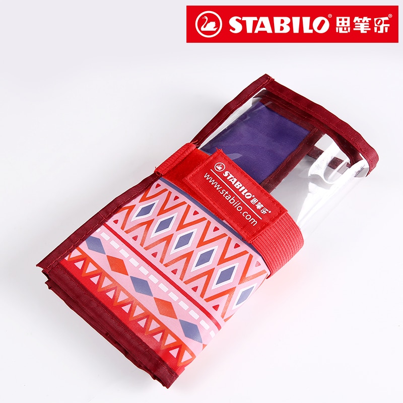 STABILO Pen Bag 30 Holes Roll Up Pencil Case School Supplies Multi-functional Storage Roller Blind