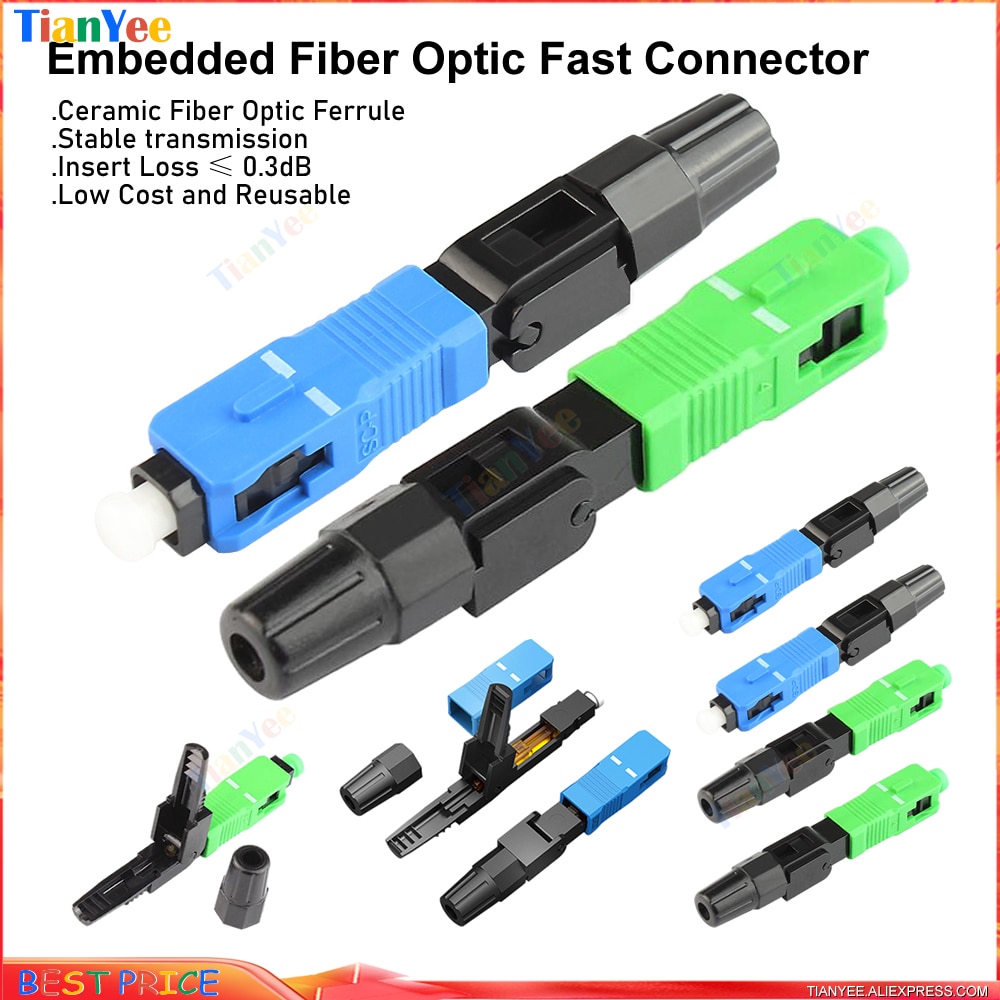 50/100/200pcs Lot Quick Field Assembly FTTH Embedded Fiber Optic Fast Connector SC APC SM Fiber Optic SC UPC Cold Connector