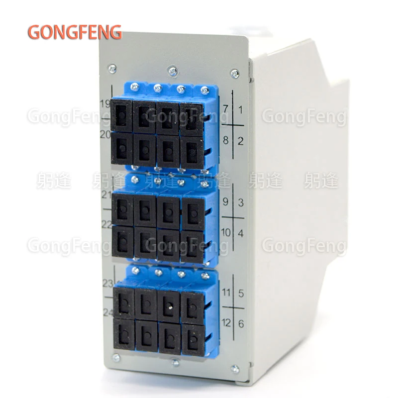 1PCS Hot Sell 12 Port Rail Mounted Fiber Optic Box,Fiber Optic Terminal Box Supports SC/FC/ ST/LC Coupler 24 / 48 Core Wholesale