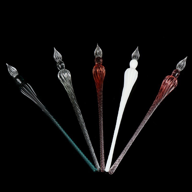 1 Pc Crystal Glass Dip Pen Set Non-carbon Ink Fountain Signature Pen Writing Tools Soda Lime Glass Pen