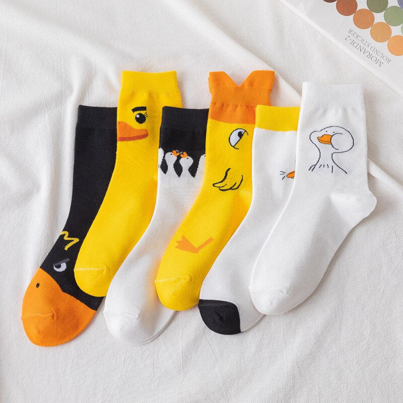 Spring and Summer Instagram New Cartoon Funny Duck Animal Women's Socks 1 Pair Chick Cute Girl's Cotton Woman Socks Eu