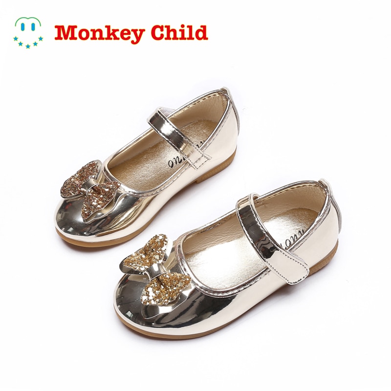 Girls Party Shoes Gold Silver Princess Shoes Pu Leather Big Girls Shoes For Kids Children Fashion Bow fairy lady Sandals 1-12