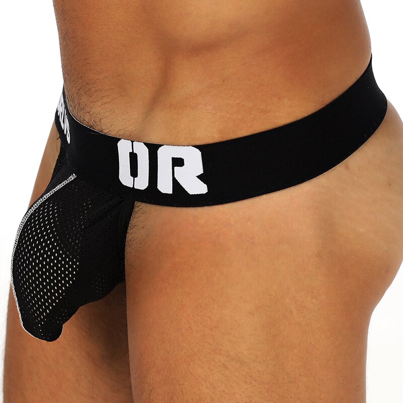ORLVS Brand Men Underweaar Sexy Mesh Jockstrap Briefs Panties Underpants Cueca Gay Underwear Men Thong Men String Freedom