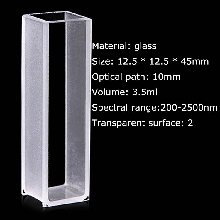 10mm Path Length glass cuvette 3.5ml, transparent on both sides