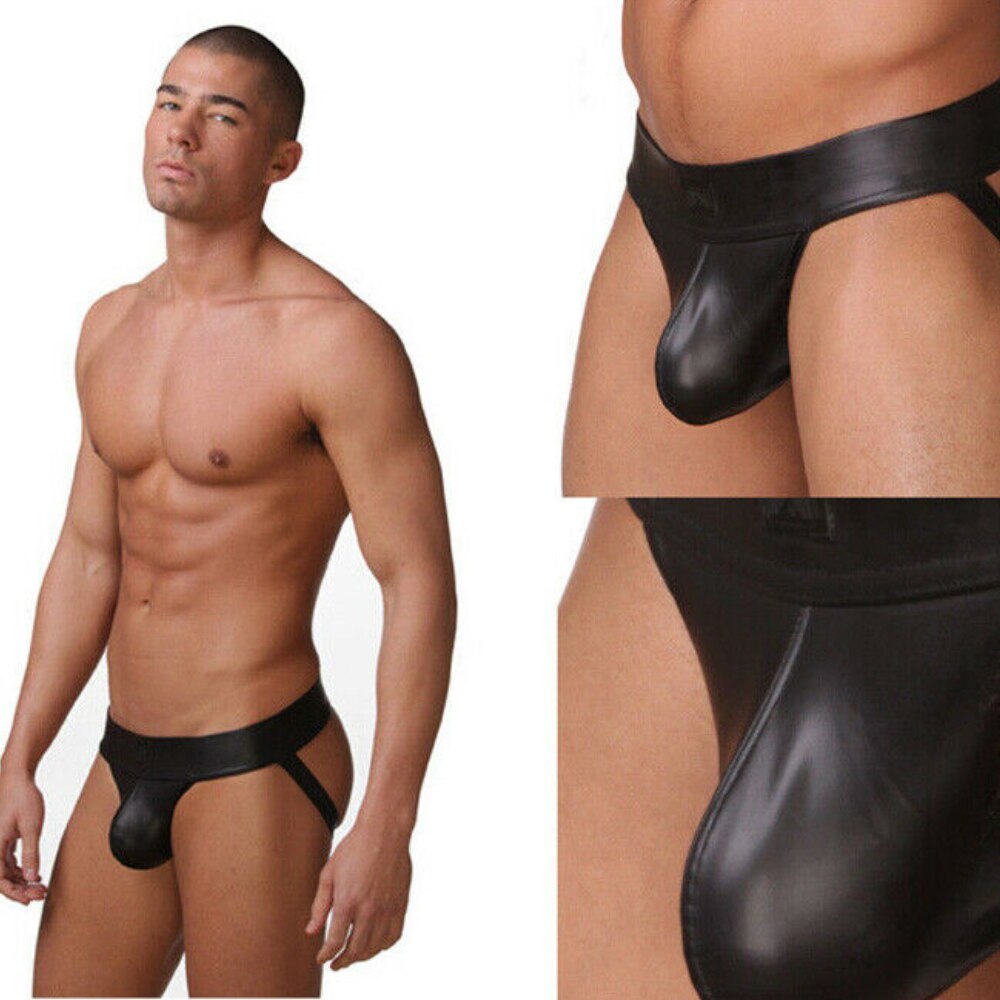 Hot Sexy Mens Male's Thongs Underwear PU Leather Underwear Erotic Panties Sexy Lingerie men underwear sexy g string