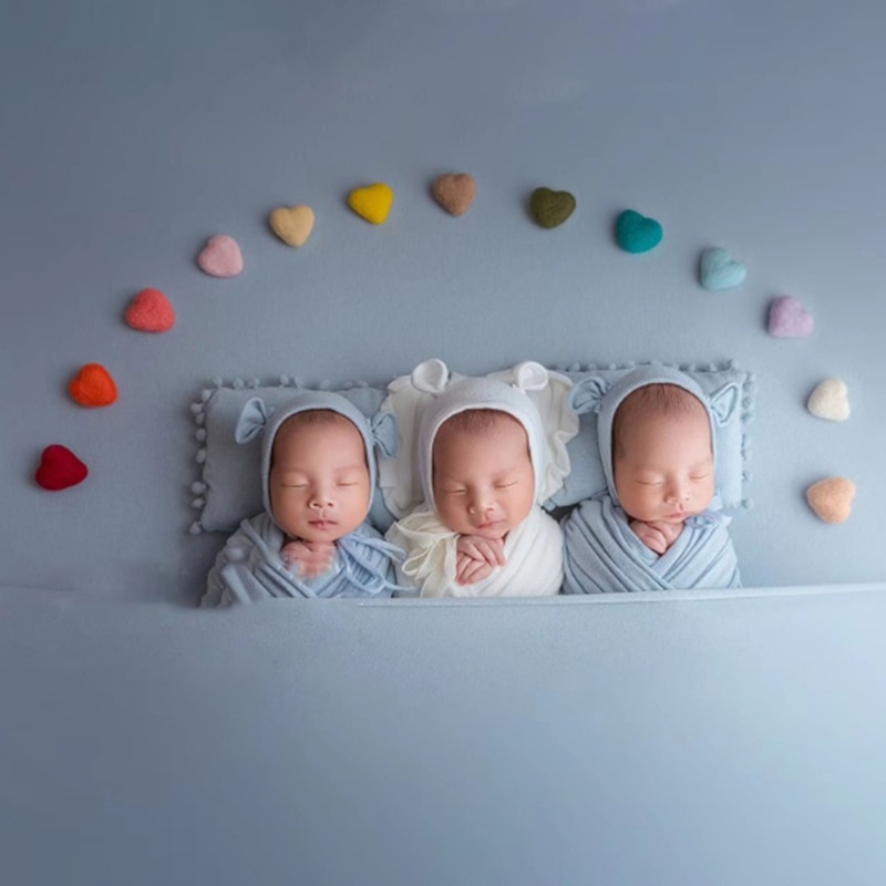 5/6/9 Pcs DIY Handmade Baby Felt Love Heart Stars Ornaments Home Party Decorations Newborn Photography Props