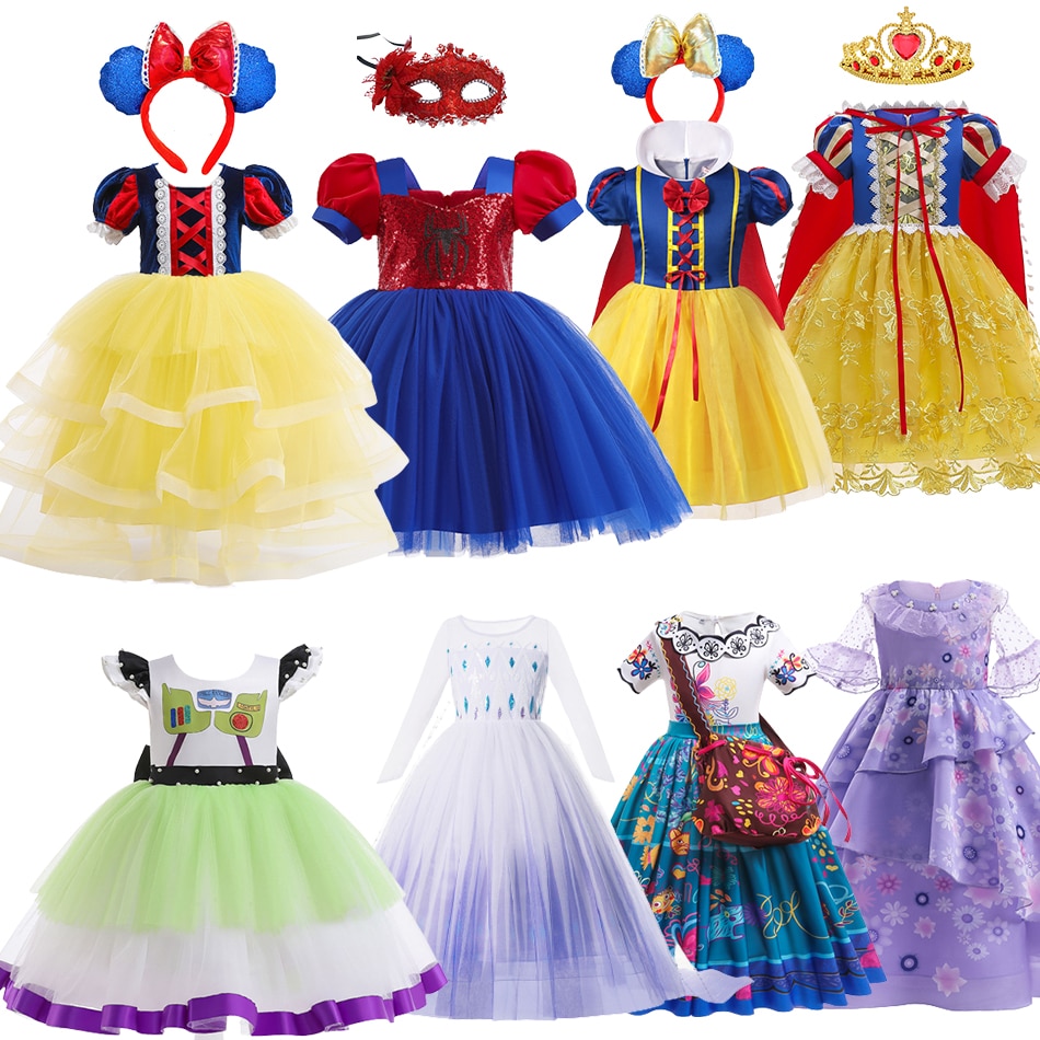 Children's Snow White Dresses For Girls Short Sleeve Princess Dress Baby Girls Birthday Party Costume Fancy Cosplay Clothes