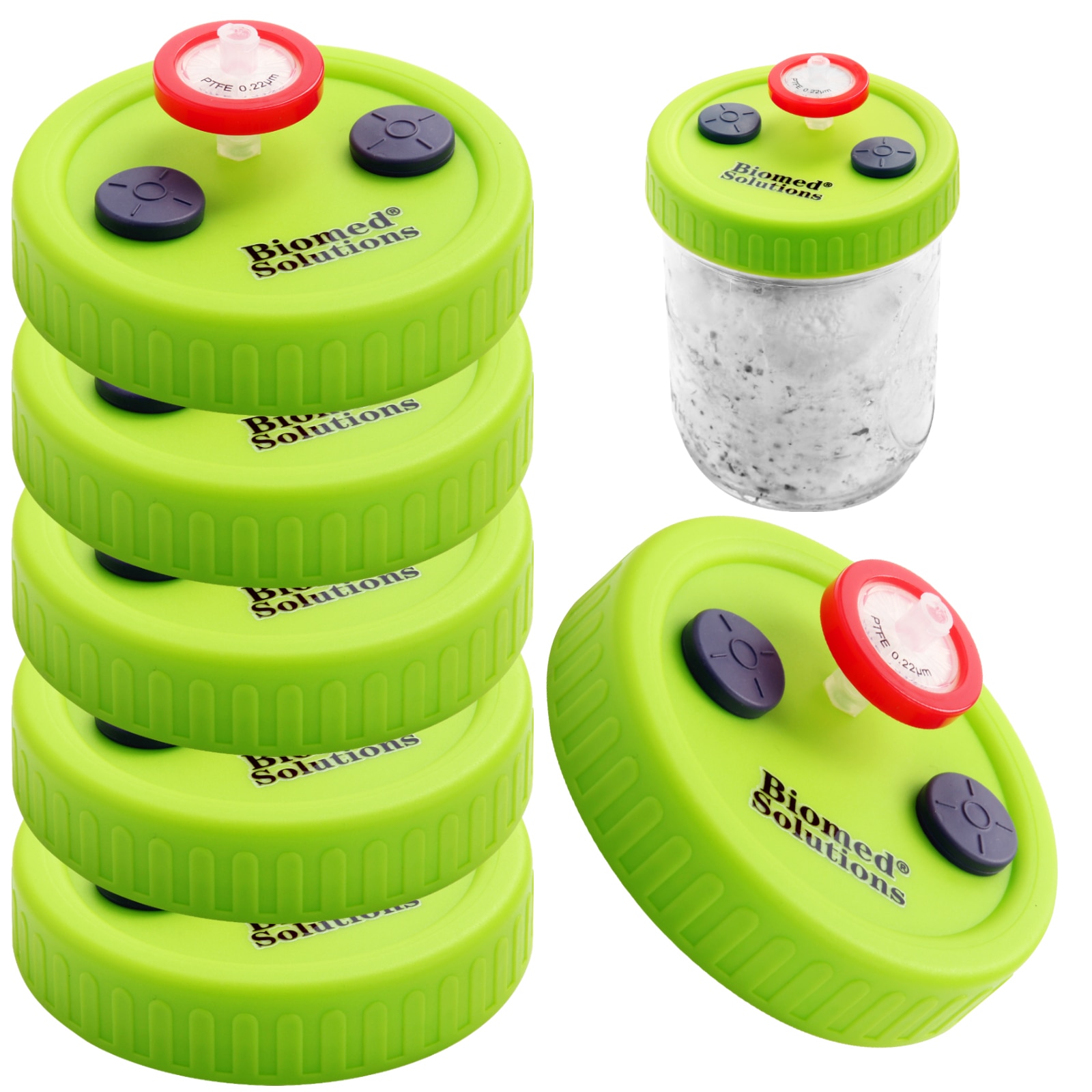 Liquid Culture Lids - Autoclavable WIDE Mouth Jar Lids with Heavy Duty Injection Port for Mushroom Cultivation