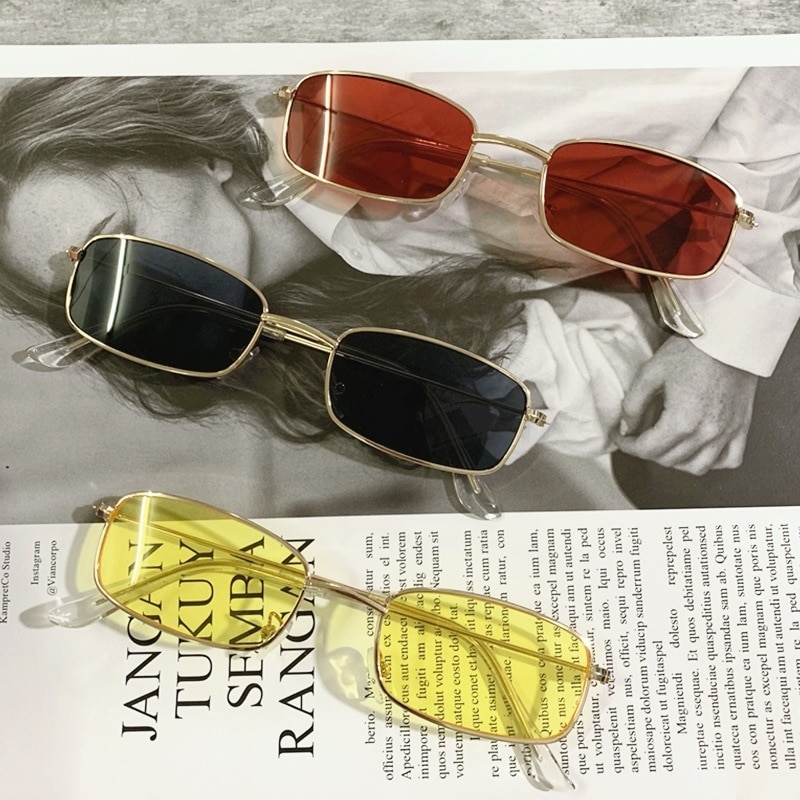 Classic Candy Color Women's Glasses Retro Small Oval Women's Sungalsses Metal Rectangular Korea Fashion UV400 Eyewear 