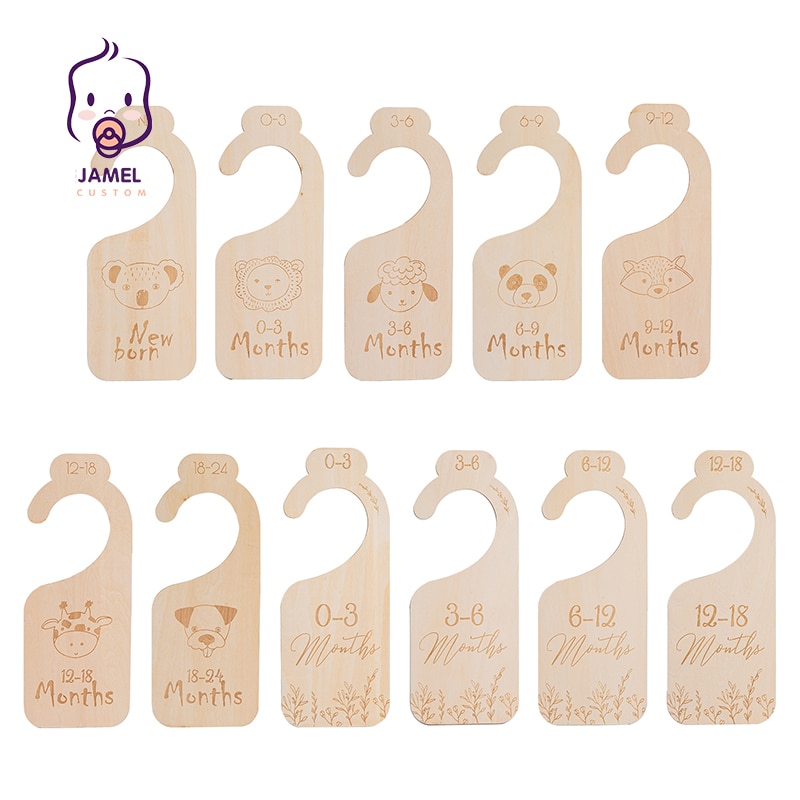 11Pc Baby Closet Dividers Wardrobe Labels Milestone For Infant Clothing Baby Shower Gift Wooden Nursery Decor Signs Organization