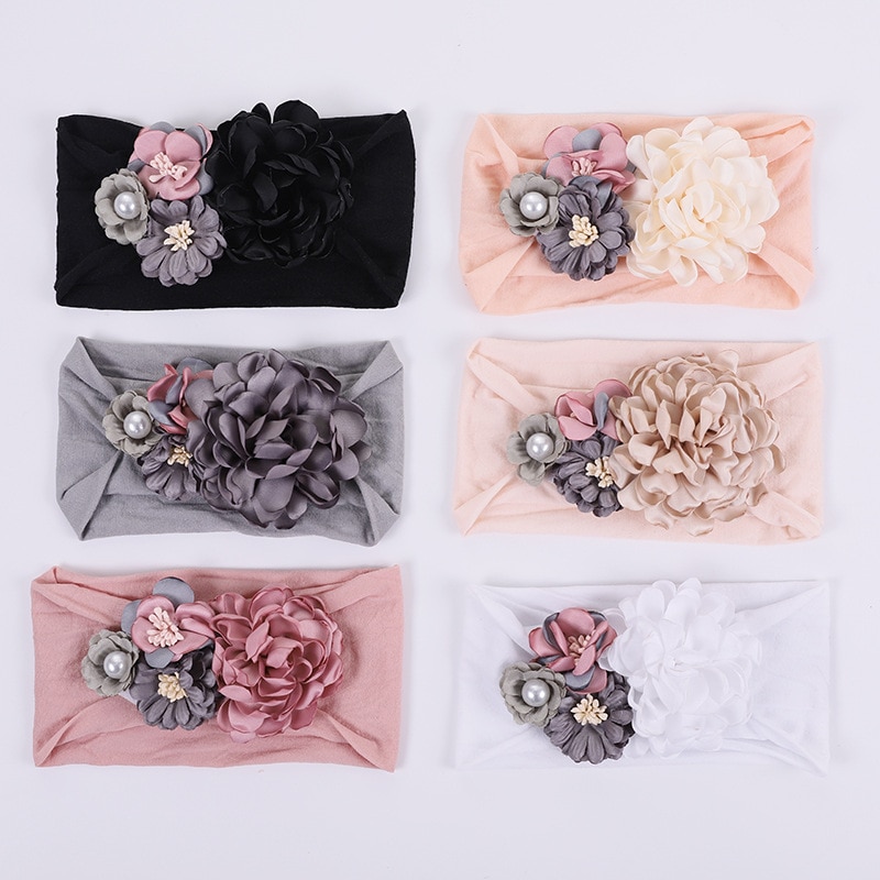 Cute Flower Baby Headband Girls Turban Infant Elastic Knot Toddler Newborn Cap Headwrap Kids Hairband Princess Hair Accessories