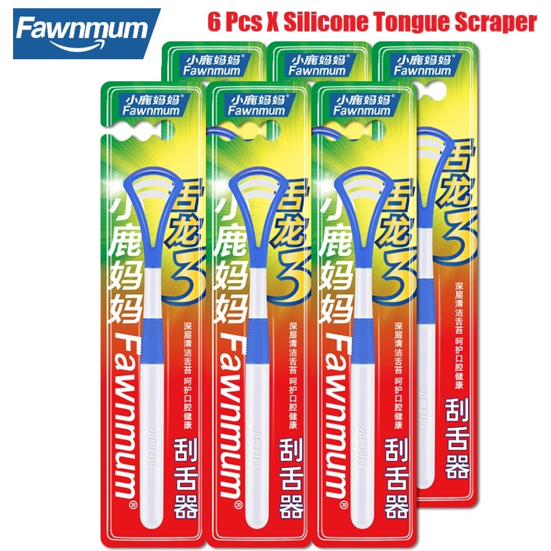 Fawnmum 6PCS Sales Silicone Tongue Scraper Brush Cleaning Food Grade Single Oral Hygiene Care To Keep Fresh Breath Beauty Health