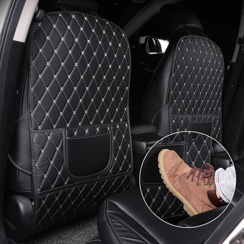 PU Leather Anti-Child-Kick Pad for Car Waterproof Seat Back Protector Cover Universal Auto Anti Mud Dirt Pads with Storage Bag