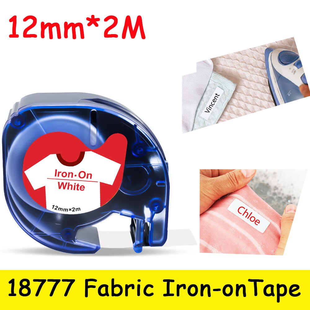 Labelwell 18777 Fabric Iron on label Compatible for Dymo LT-100H 100T QX50 for Dymo Letratag LT 18777 18776 18779 Clothes tape