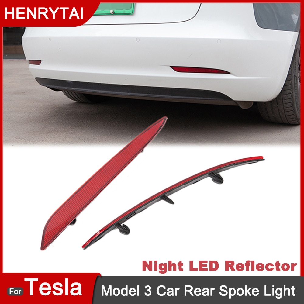 2022 New LED Car Rear Bumper Reflector Light Driving Brake Lamp For Tesla Model 3 Night Driving Spoke Lights Taillight