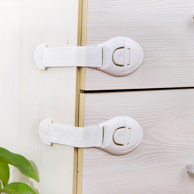 5pcs Multifunctional Safety Drawer Lock Furniture Door Lock Strap for Baby Anti-pinch Hand Children Care Refrigerator Lock