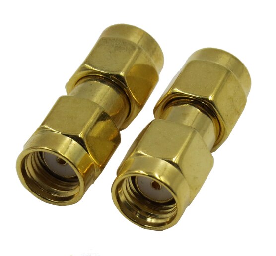 2pcs Adapter RP SMA Male Jack To RP SMA Male Plug Brass Straight Coaxial RF Connectors