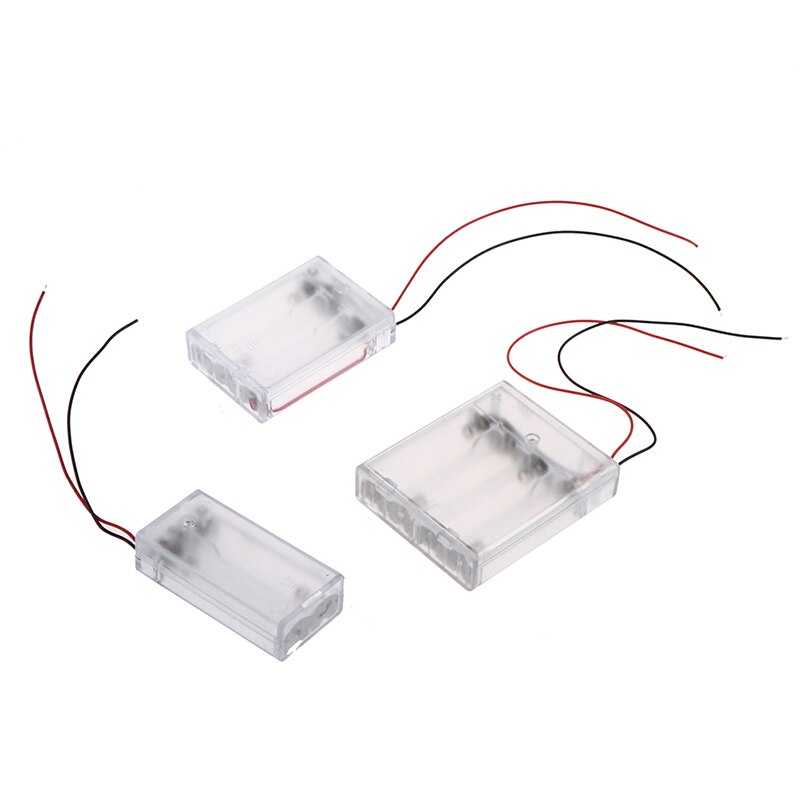 Plastic Transparent AA Power Battery Storage Case Box Holder 2 3 4 Slots With Wire Leads