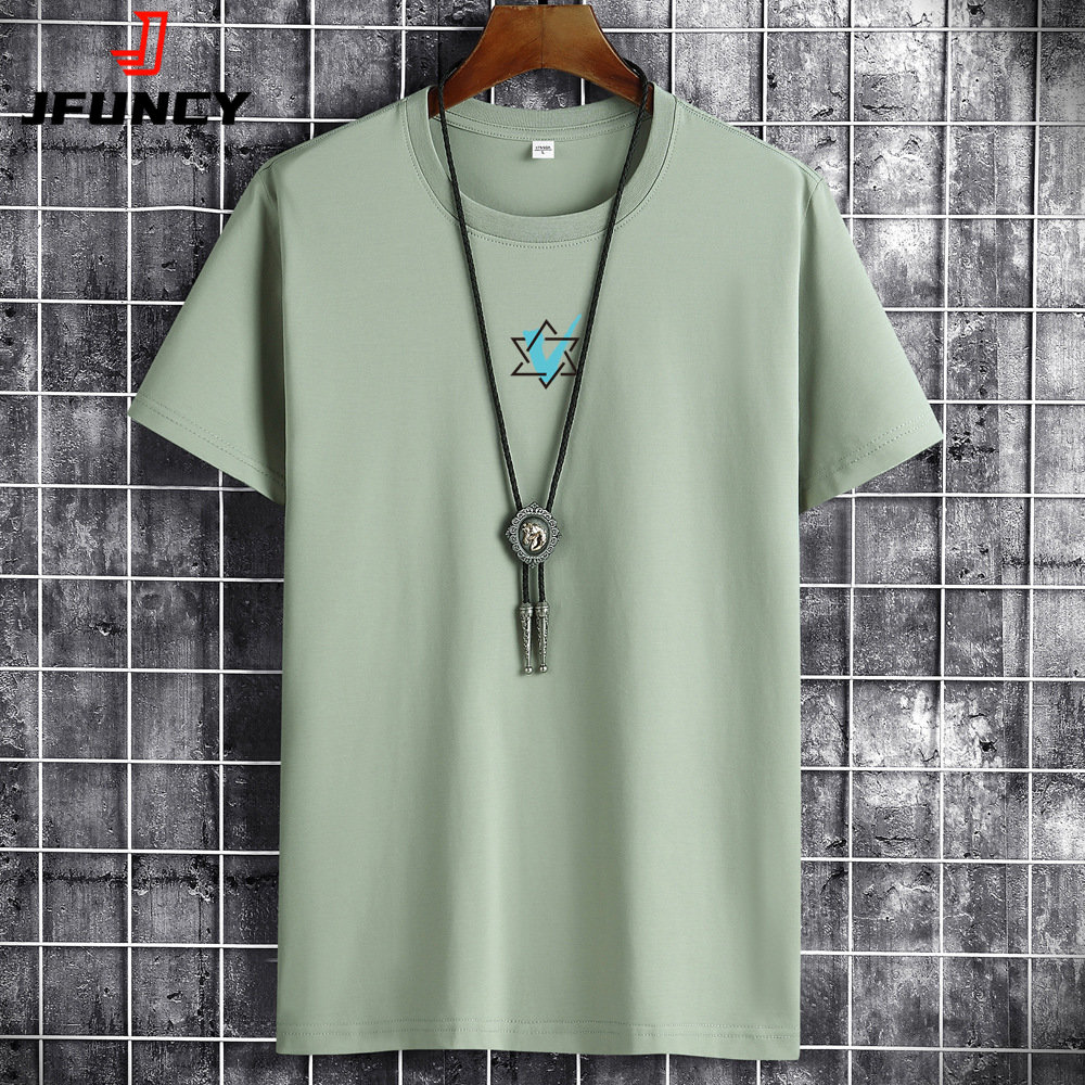 JFUNCY Men's Short Sleeve Tee Shirts 2023 Summer Men Cotton T-shirt Fashion Male Tshirt Casual Tops Oversized Man T Shirt