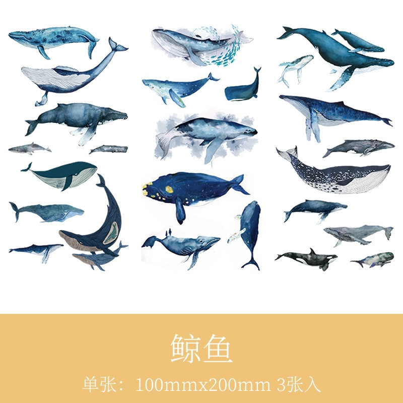 3 Sheets/Pack Fantastic Whales World Paper Decorative Stickers Diary Decoration