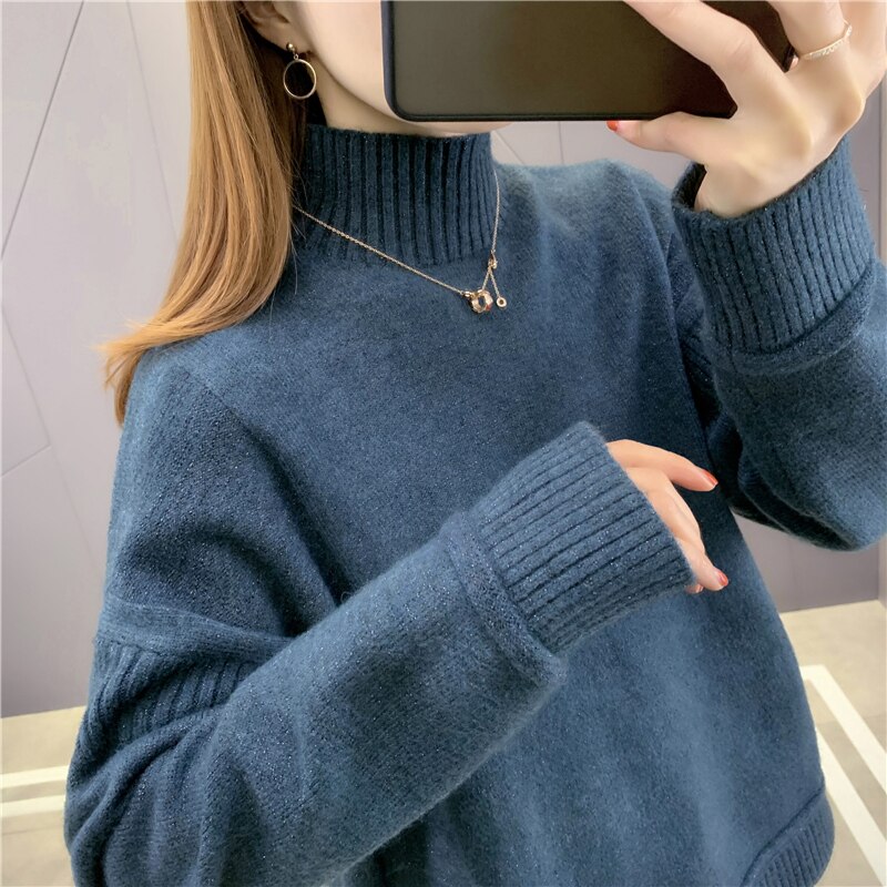 Room 191906 on the row 4, 5] make pure color turtle neck split pullovers [1128] 60