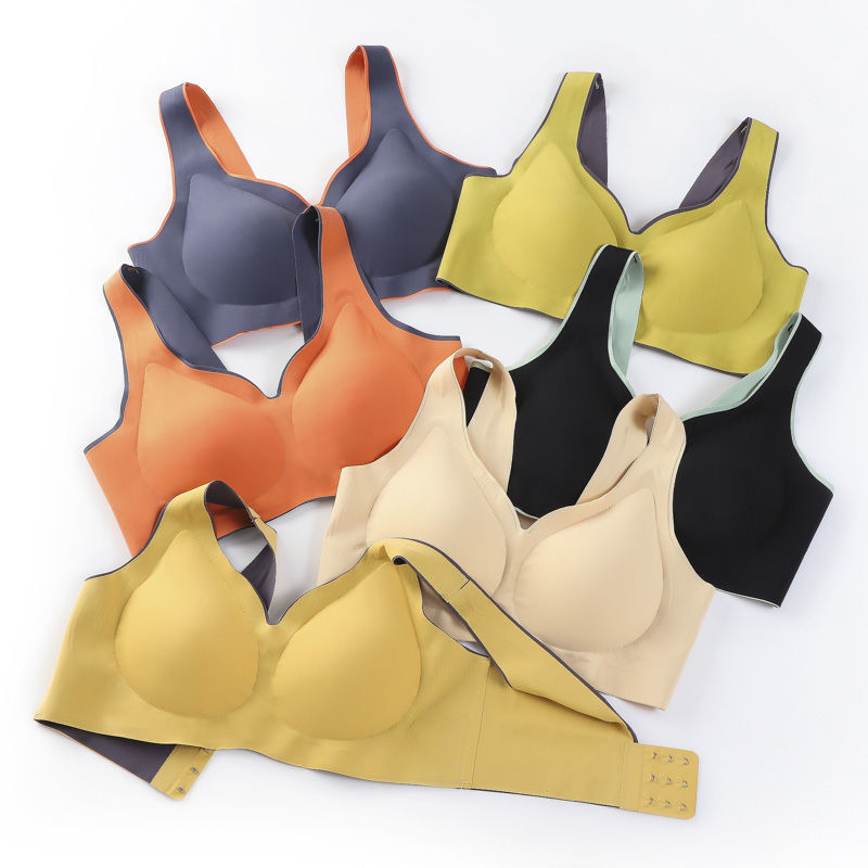 Sports Elastic Bra Latex Seamless Bras for Women Push Up Underwear Bralette Top Bh Comfort Cooling Gathers Shock-Proof Pad