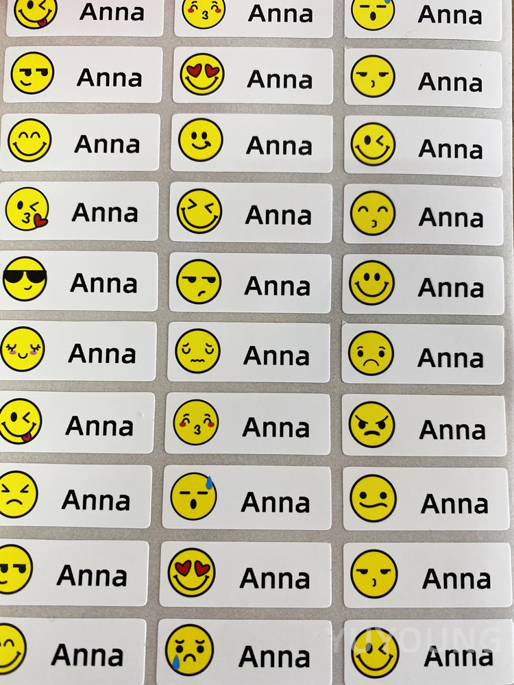 Name Stickers Customize cartoon Sticker Waterproof Personalized Labels School Stationery Bottle Pencil smile face animal tag kid