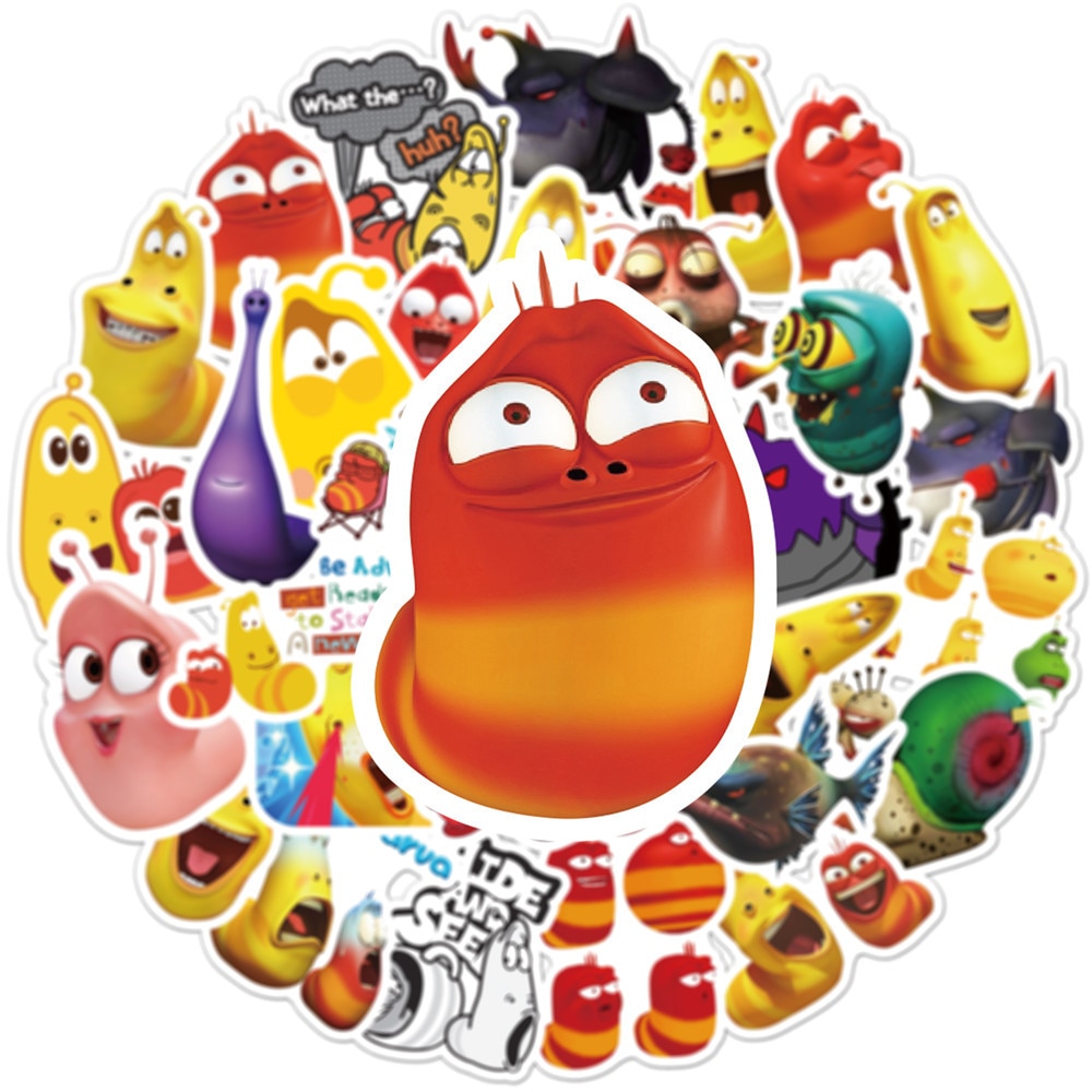 10/50pcs Larva Stickers Children Gift DIY Skateboard Luggage Refrigerator Notebook Graffiti Waterproof Decal Stickers