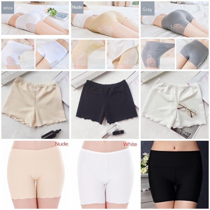 Plus Size Shorts Under Skirt Sexy Lace Anti Chafing Thigh Safety Shorts Ice Silk Cool High Elasticity Under Skirt Female NEW2021