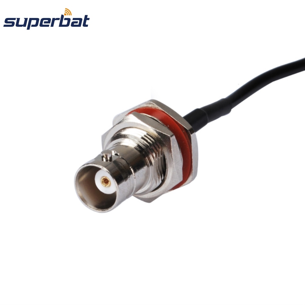 Superbat BNC Female Bulkhead O-ring Straight to Exposed End Connector Pigtail Cable RG316 40cm