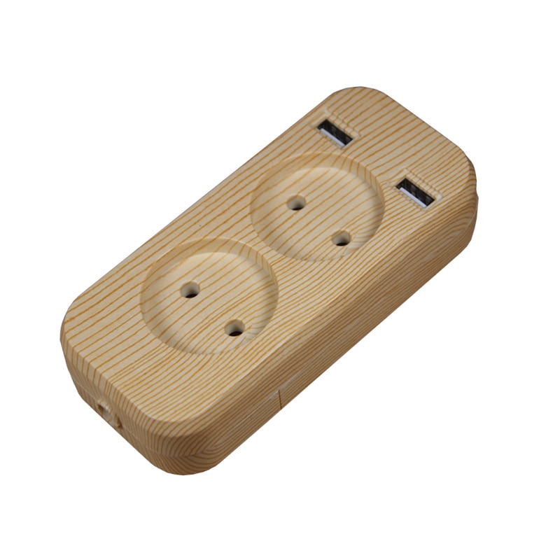 Smart USB Extension Socket for phone charge Free shipping Double USB Port 5V 2A usb wall outlet wood tree color KFW-01-10