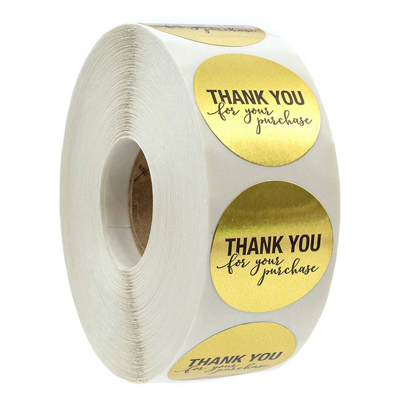 100-500pcs Round Gold foil Thank You for your purchase sticker Gift packaging Seal Labels handmade Gift Decoration Stationery
