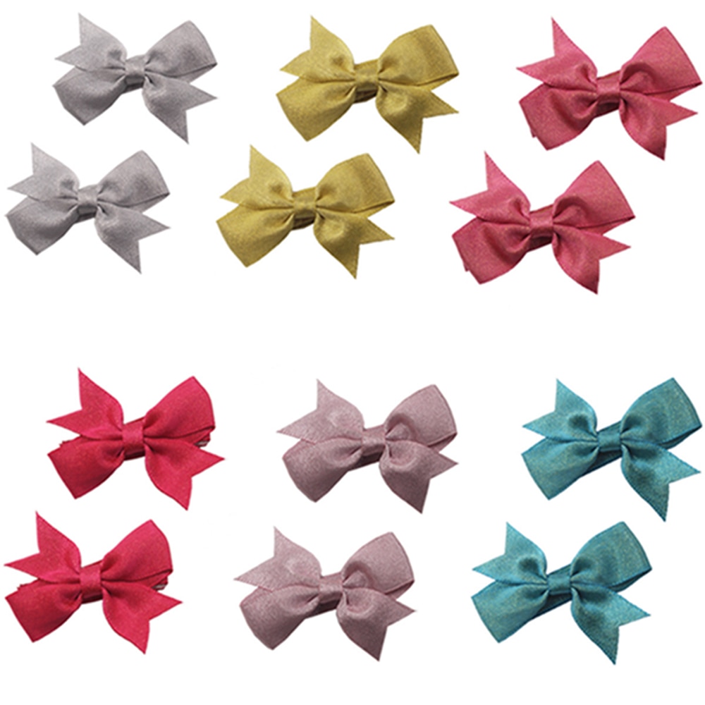 10pcs/lot Fashion Handmade Dovetail Bows Toddler Bangs Barrettes Solid Color Bowknot Hairpins Kids Accessories Party Decoration