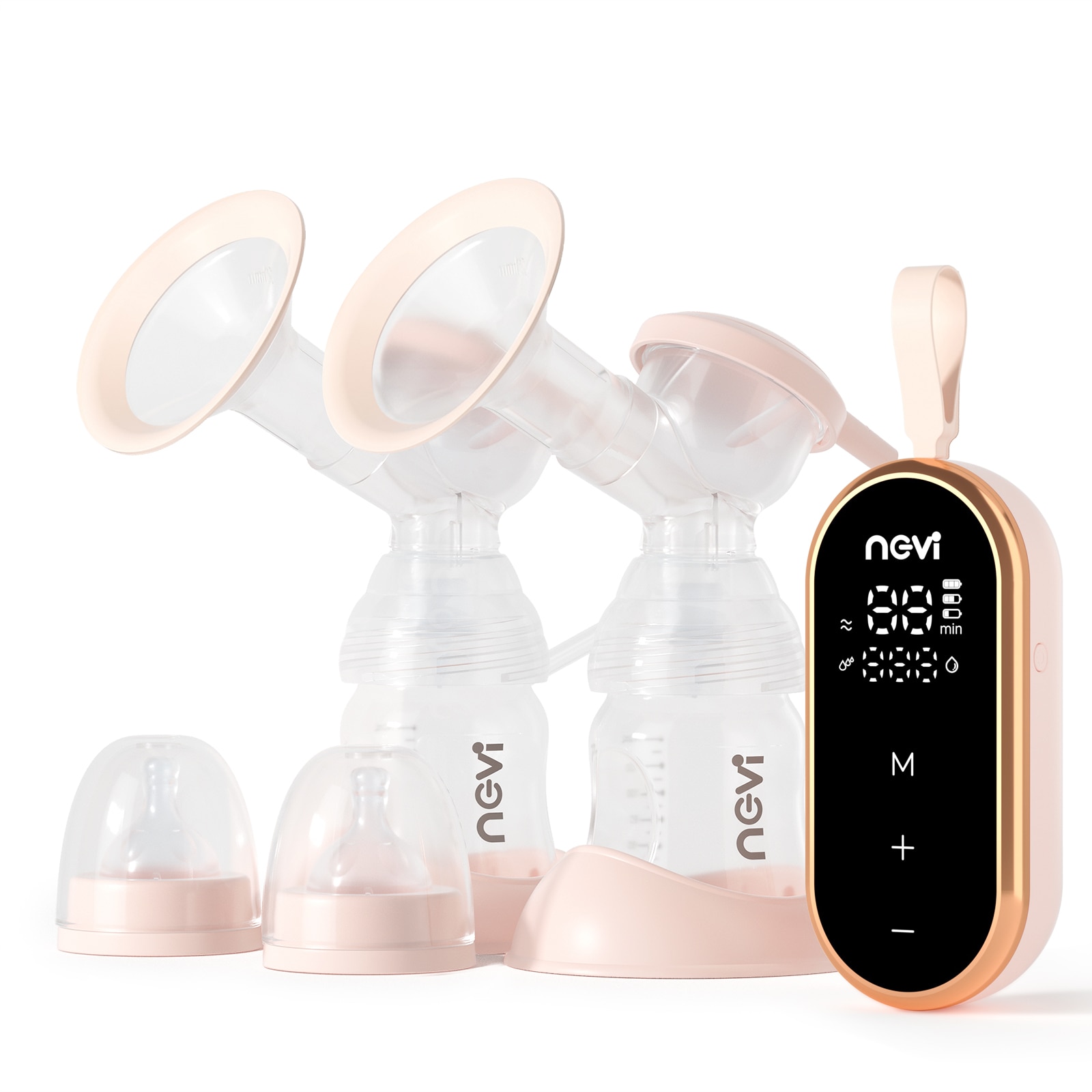 NCVI Double Electric Breast Pumps 3 Modes & 12 Levels Portable Breastfeeding Milk Pump with 2 Size Flanges Mirror LED Displa
