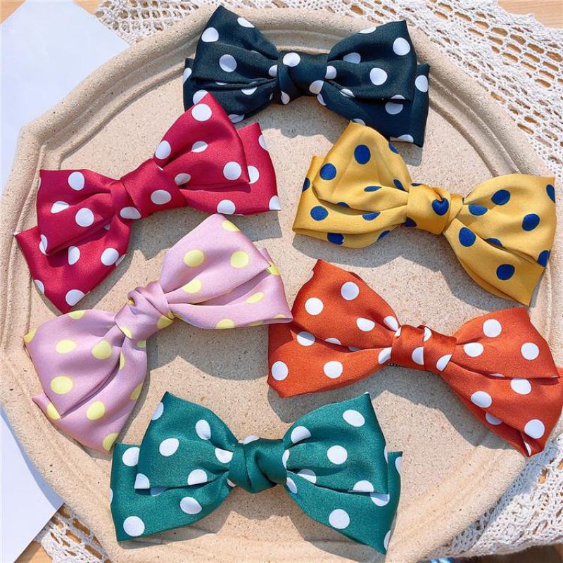 Dot Print Hair Clips Bow Hair Pins For Girls Hair Accessories Children Hair Grips Barrettes Kids Hair Wear Headdress