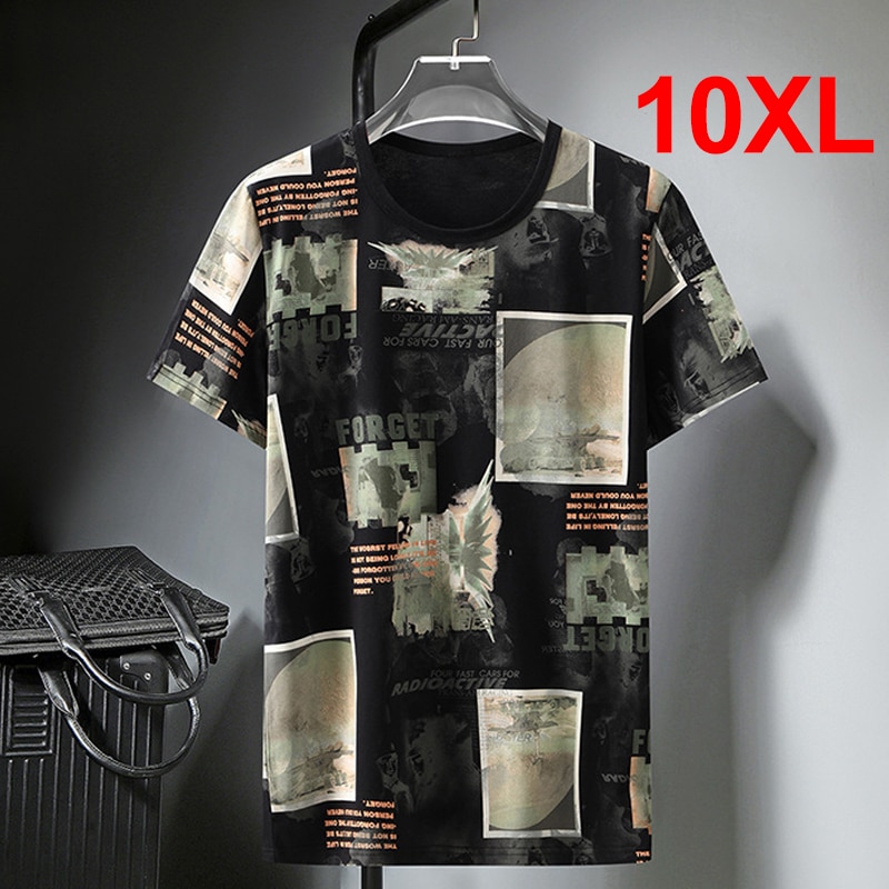 Summer T Shirts Men Streetwear Fashion Graffiti Print Short Sleeve Tshirt Oversize Tees Tops Baggy T-shirts Plus Size 10XL HA082