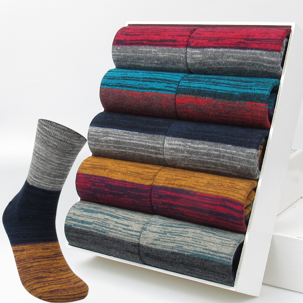 5 Pairs High Quality Japanese Harajuku Men's Socks Stitching Contrast Color Happy Colorful Socks Cotton Socks For Male Gift