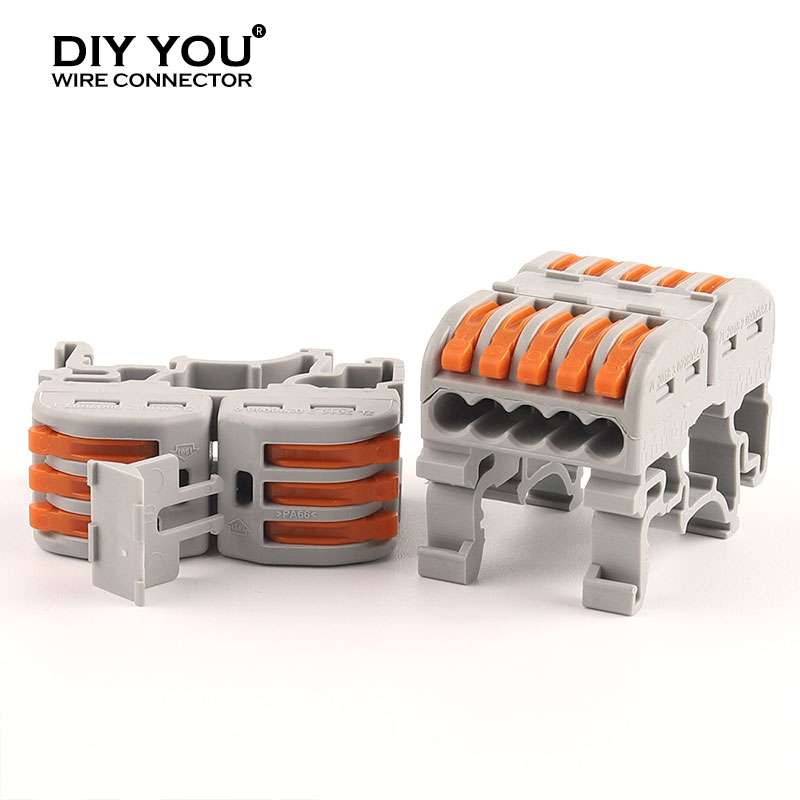 Quick Wire Connector 2213/2215 Din Rail Type Compact Splicing Conductor Cable Terminal Block Instead Of UK2.5B Connectors