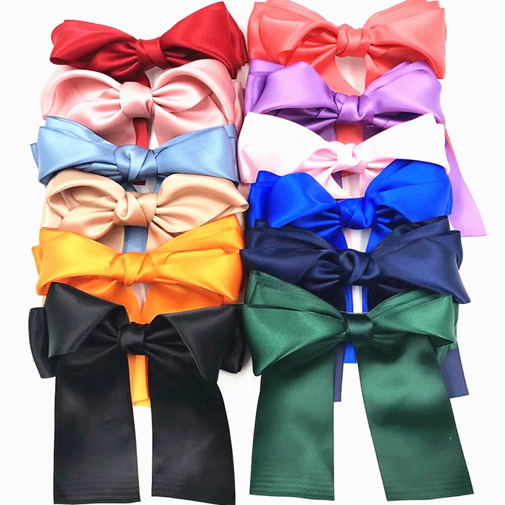 5.5 Inches Fashion Handmade Chiffon Ribbon Bowknot Spring Clips DIY Girls Hair Accessories Ponytail Hairpins Party Decoration