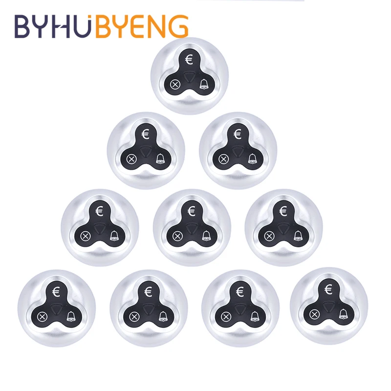 BYHUBYENG 10pcs Emergency Waiter Call Buttons Restaurant Alarm System Service De Table Transmitter Pagers Bell Wireless