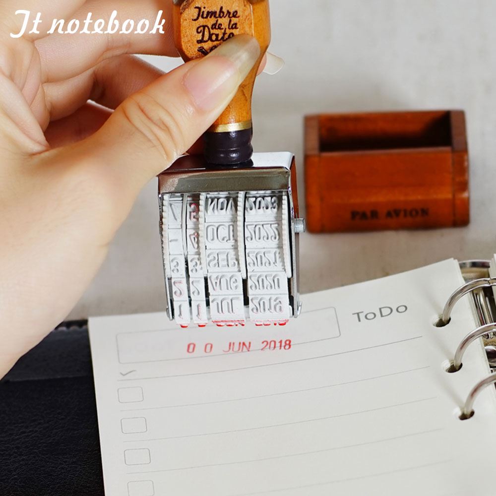 Wooden Date Stamp For DIY Scrapbooking Craft Decor Rolling Wheel Vintage Supply N24 dropship 5.
