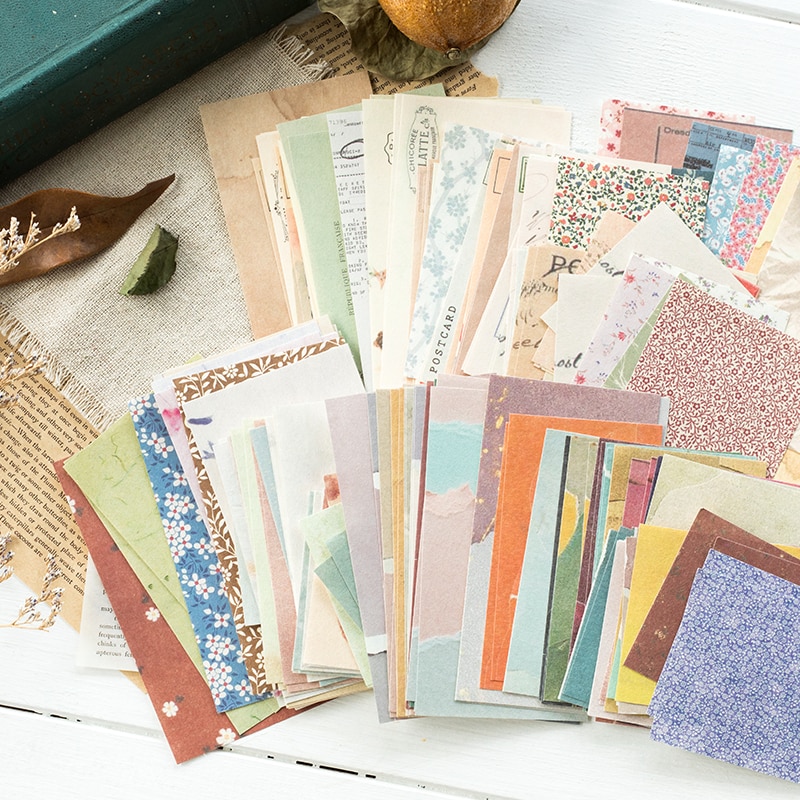 60 Pcs Vintage Scrapbooking Material Paper Retro Things Flora Plant World Map Letter Decoration For Art Project Journal