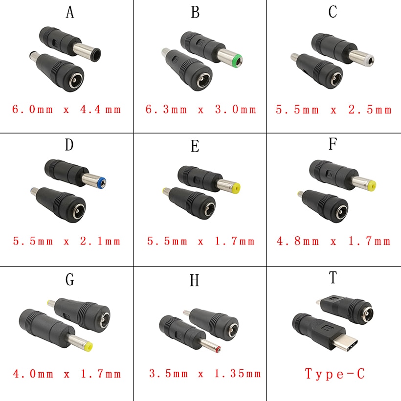 DC Power DIY Electrical Male Female Connector 3.5*1.35mm 4.0/4.8*1.7mm 5.5*1.7mm/2.1mm/2.5mm 6.0*4.4mm Laptop Charging Adapter