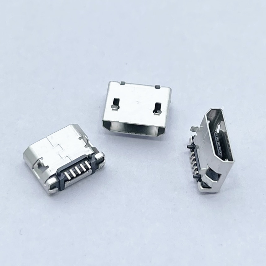 50pcs micro USB 5pin 5.9mm DIP2 no side B type Flat mouth without curling side Female Connector For Mobile Phone Mini USB