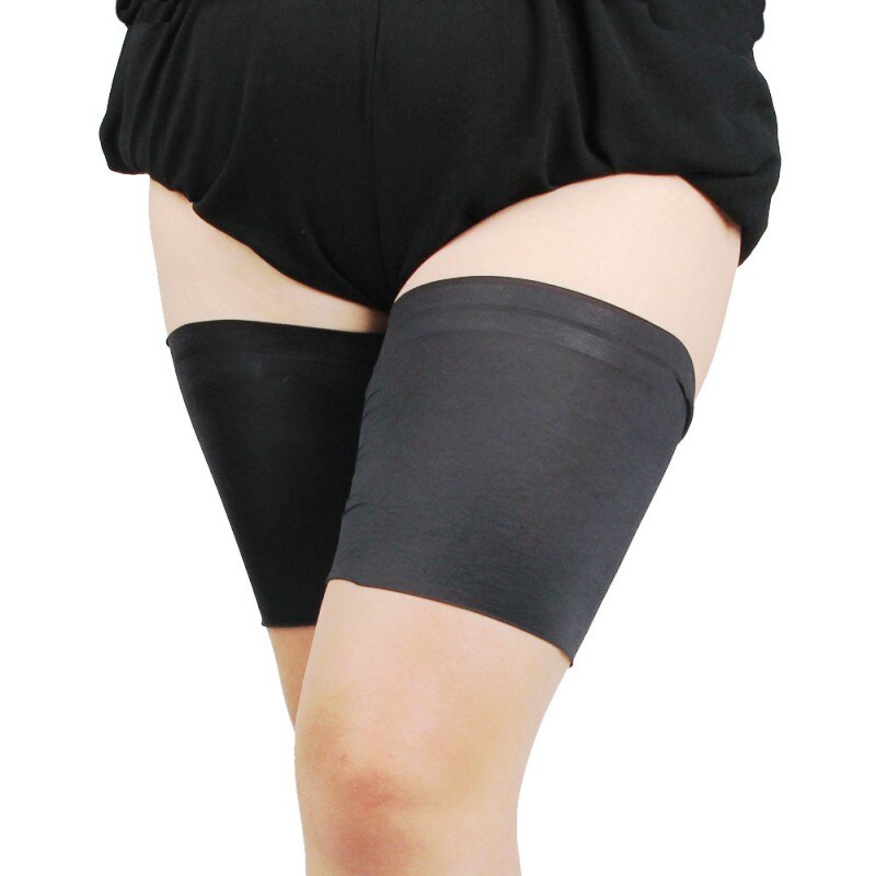 Unisex Black Pair Anti Chafing Thigh Bands Elastic Non Slip Leg Comfort Prevent Chafing Running Sports
