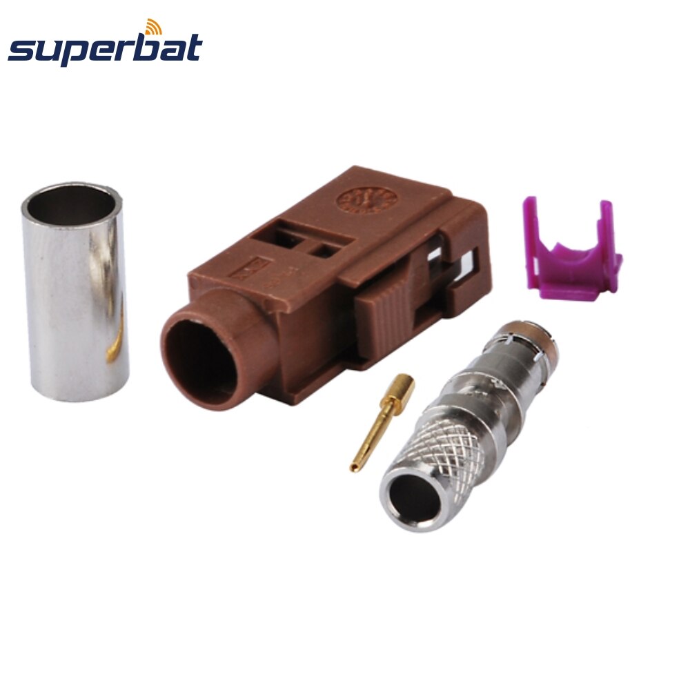 Superbat 10pcs Fakra Crimp Female Brown TV2 RF Connector for RF Coaxial Cable LMR195,RG58