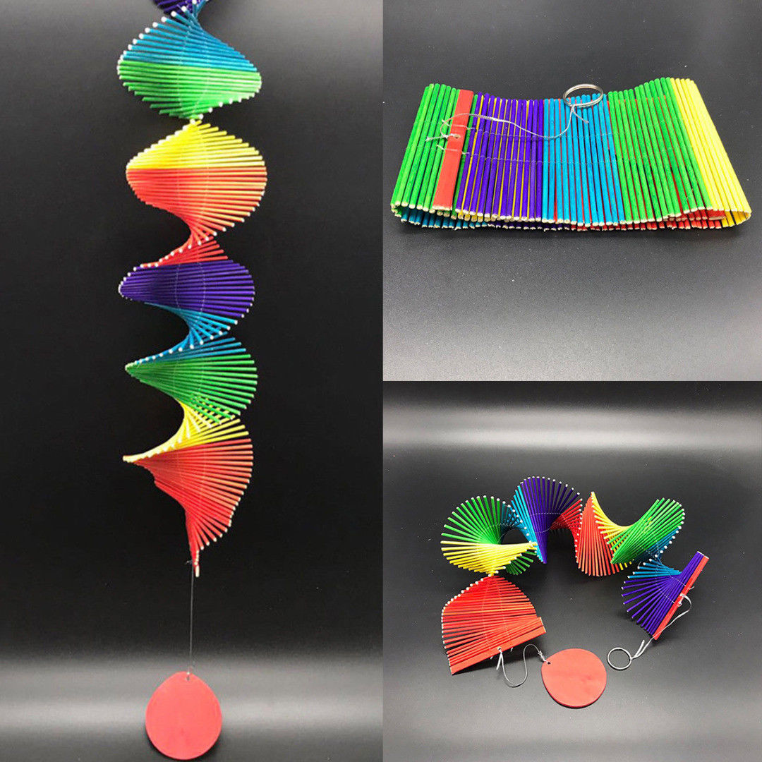 Colourful Kindergarten Garden Home Decorative Twisted Rainbow Wind Chime Home Hanging Craft Gift Ornament for Garden Decor