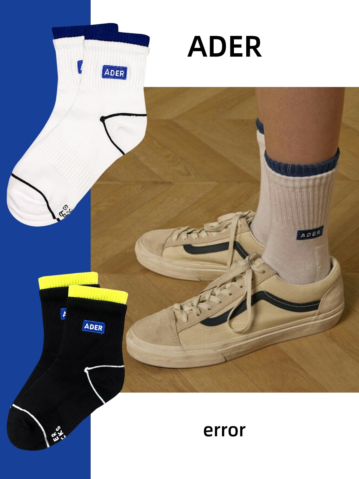 Crew Street Fashion Cotton Socks Family Men Women Classic Logo KR Error Crew Sock Good High Quality Korean Style Sports Crewsock
