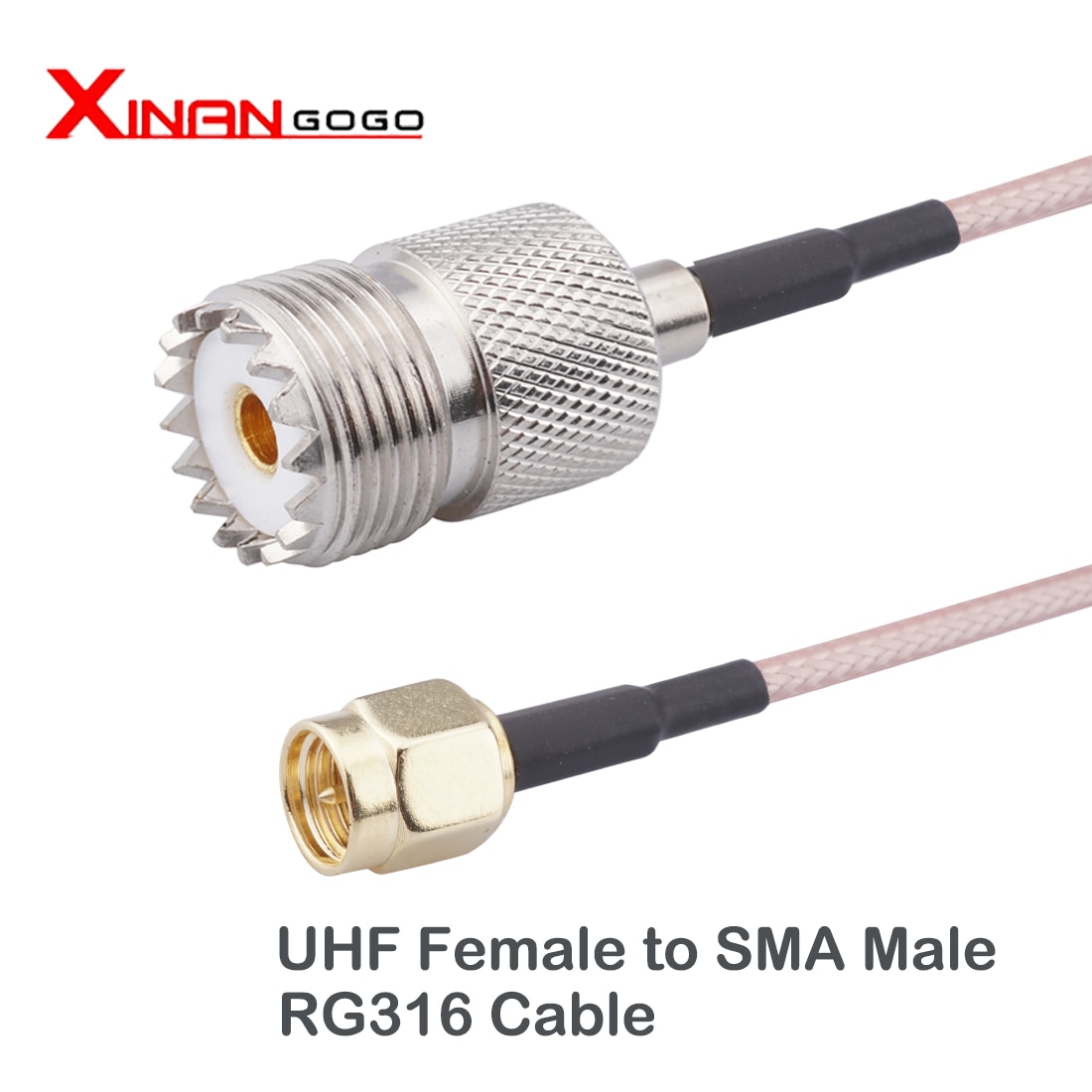 UHF SO239 Female PL259 to SMA Male Plug RG316 Cable Jumper Pigtail Crimp Adapter